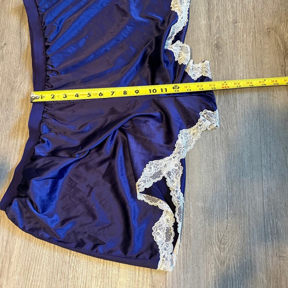 Sleep by Cacique Plum Satin Pajama Set Lace Trim Shorts Tank Plus Size 22/24 - Picture 5 of 9